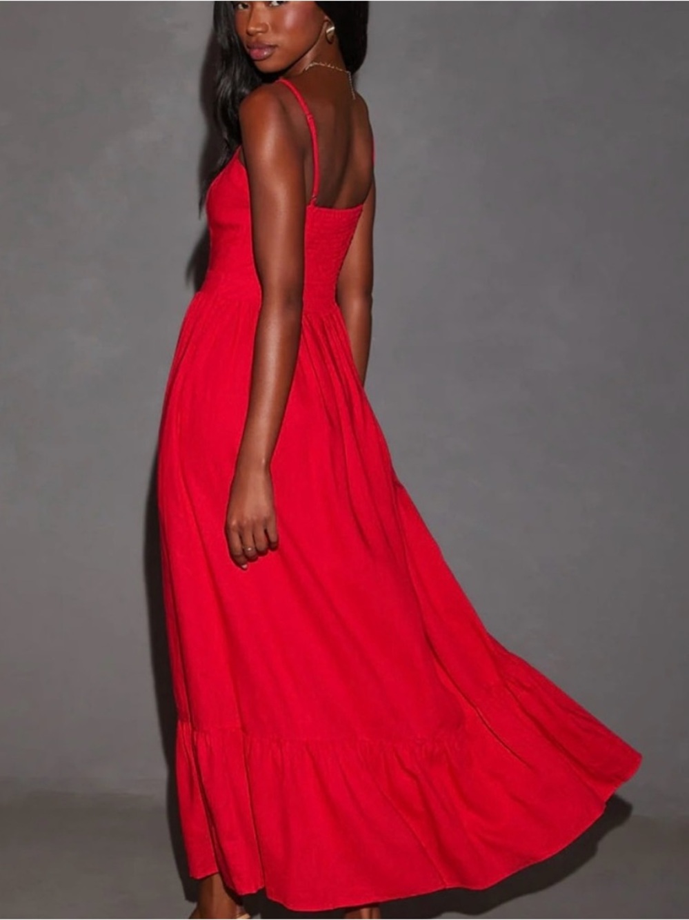 Vici Red Maxi Dress with Spaghetti Straps - Picture 3 of 13